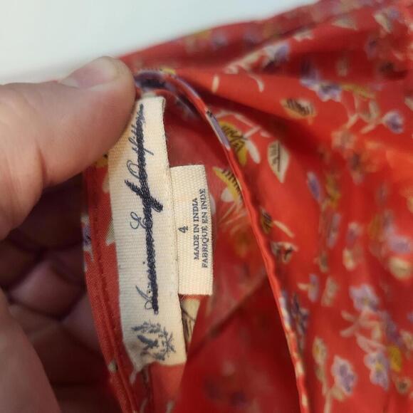 AEO Cute Floral Red/Orange Summer Mini Dress- Size 4 - Picture 5 of 9